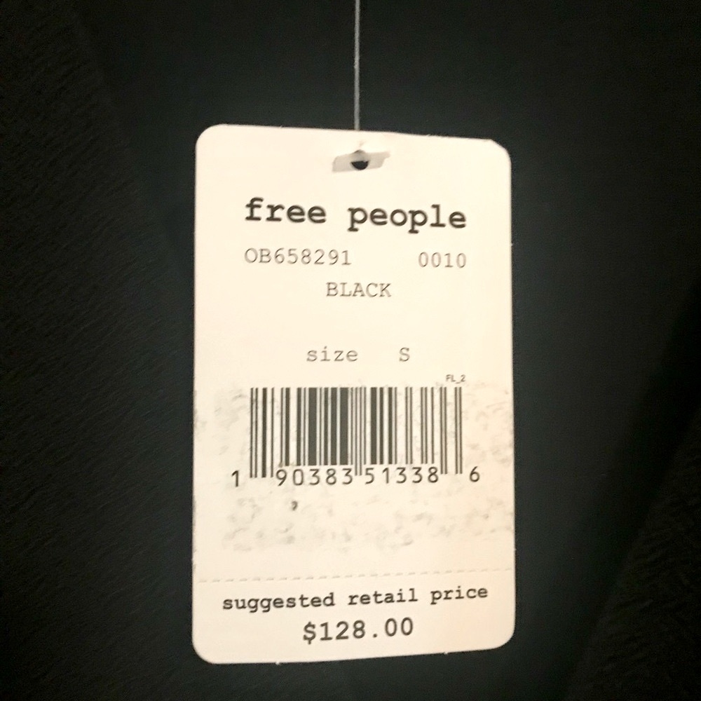 New FREE PEOPLE Talk About It Black Long Sleeve Mini Dress NWT - Picture 15 of 16